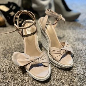 Brand new white and tan wedges